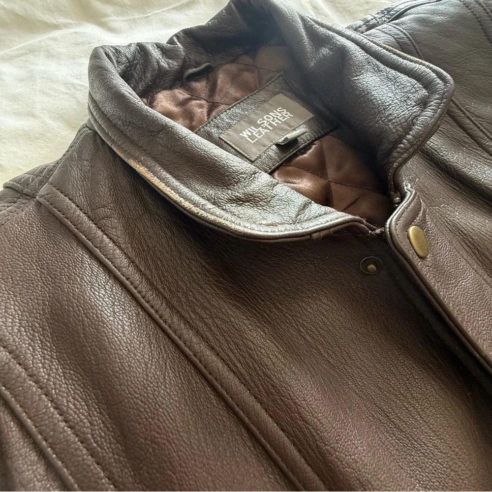 Vintage Wilsons Leather Men’s Bomber Jacket Brown Flight Oversized Jacket XXL - Picture 4 of 15